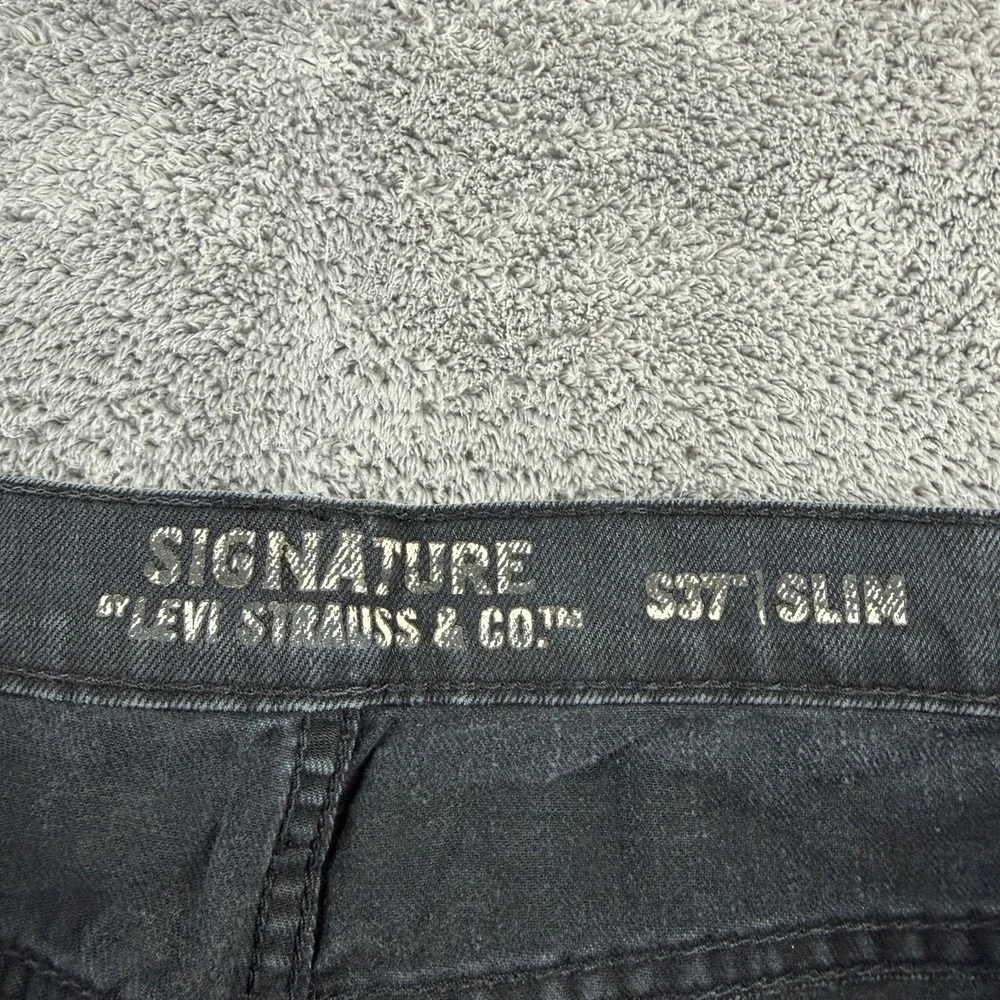 Signature‎ Levis S37 Slim Jeans Mens 36x32 Faded Black Denim Mid Rise